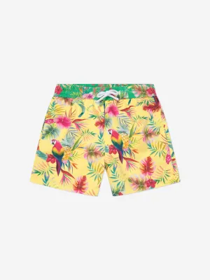 Patachou Boys Tropical Print Swim Shorts in Yellow