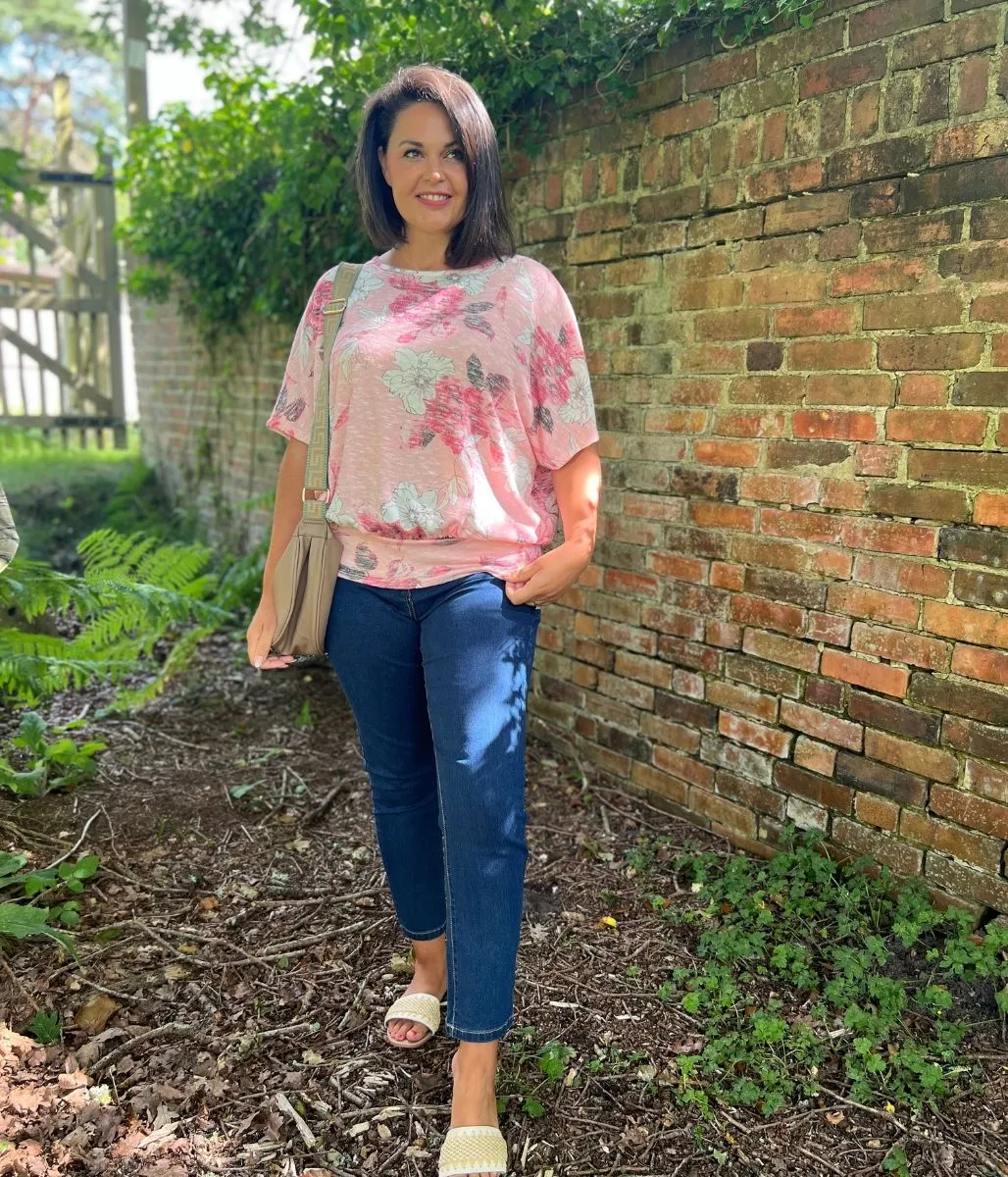 Pink Floral Gabbie Batwing Top