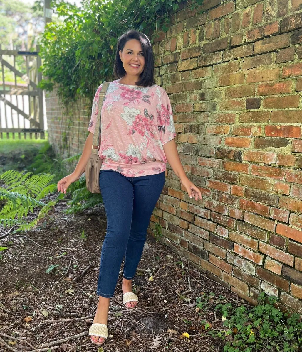 Pink Floral Gabbie Batwing Top