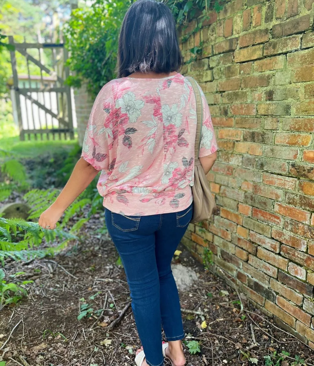 Pink Floral Gabbie Batwing Top