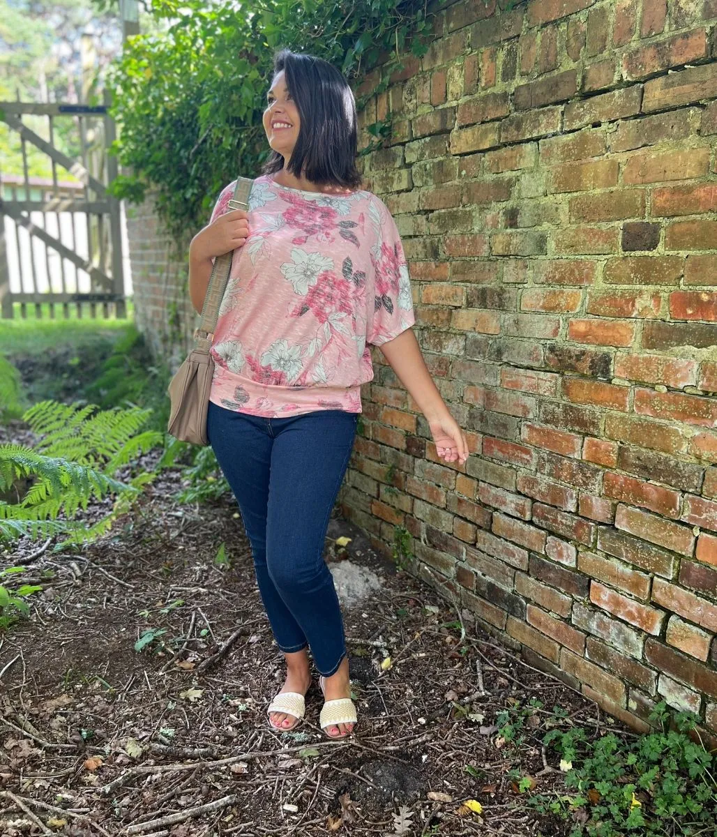 Pink Floral Gabbie Batwing Top