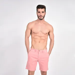 Pink Slim Fit Stretch Jacquard Shorts