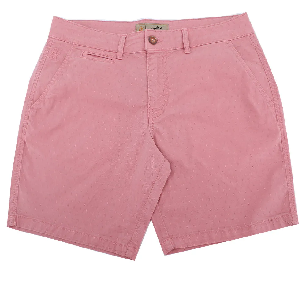 Pink Slim Fit Stretch Jacquard Shorts