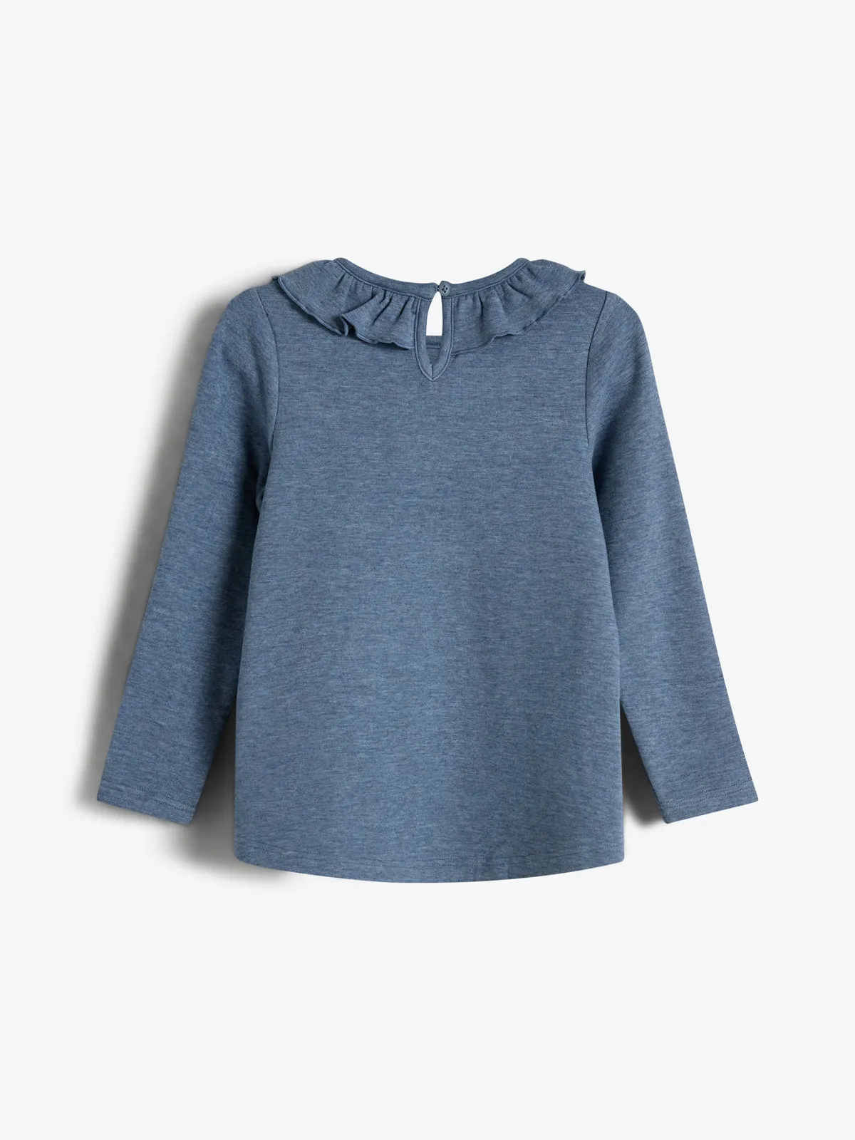 Plush Jersey Pierrot Collar Blouse - Kids - Blue Melange