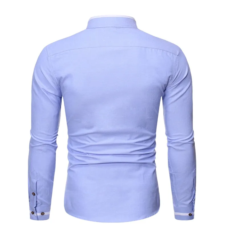 Pologize™ Casual Mandarin Collar Long Sleeve Shirt