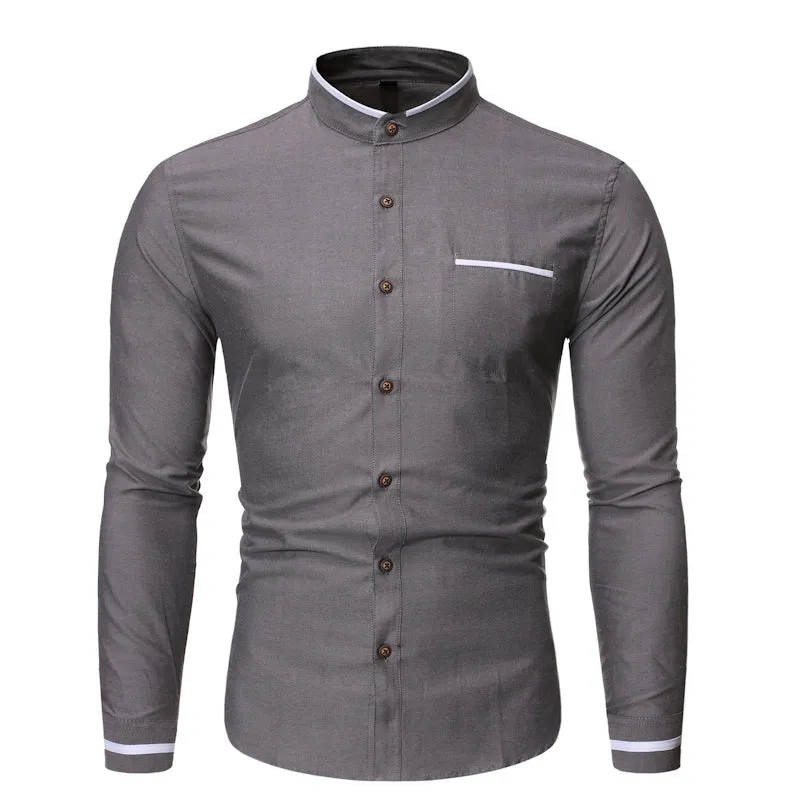 Pologize™ Casual Mandarin Collar Long Sleeve Shirt