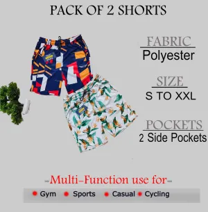 Printed Men Shorts (Blue White) (Pack of 2)