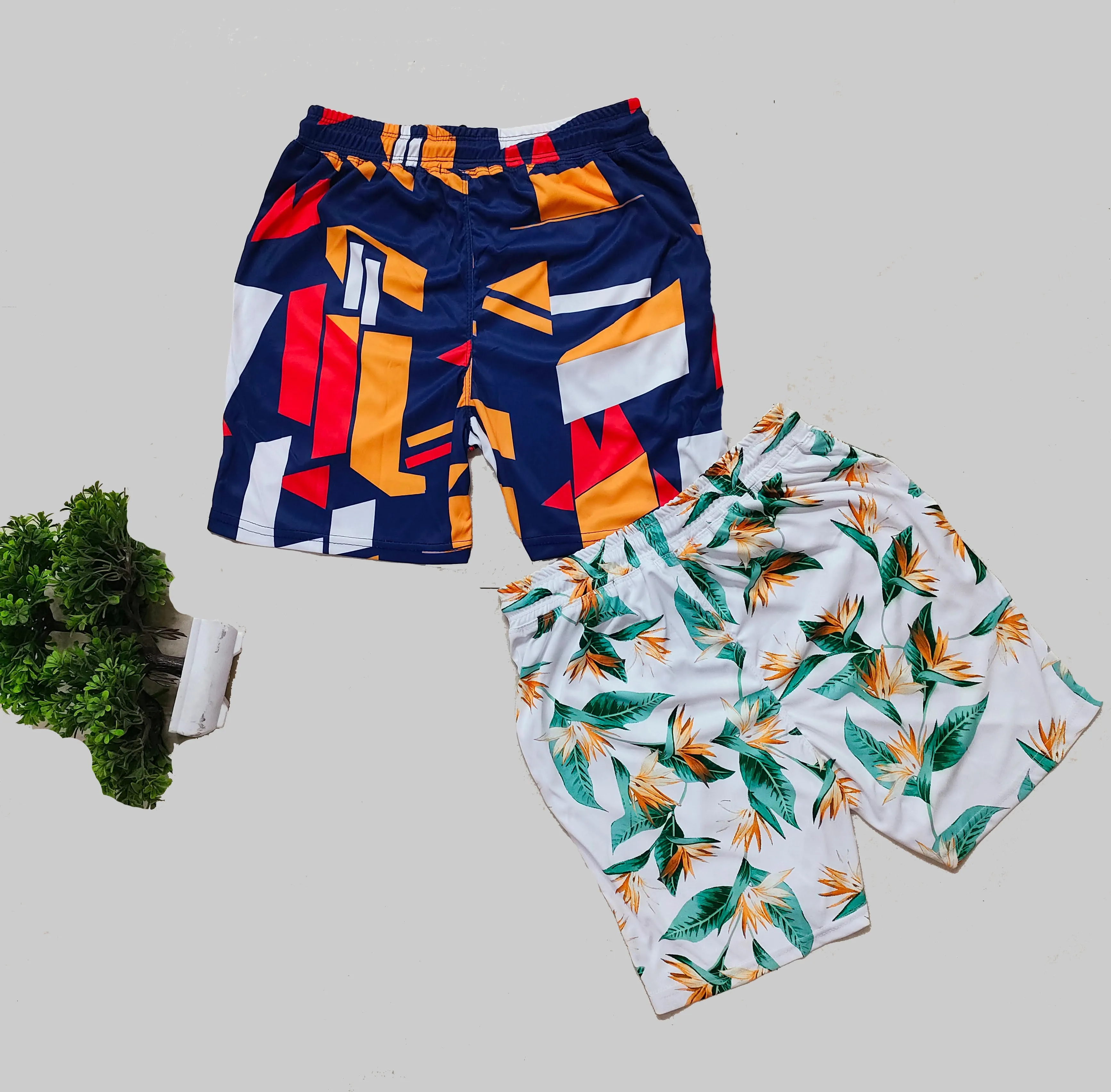 Printed Men Shorts (Blue White) (Pack of 2)