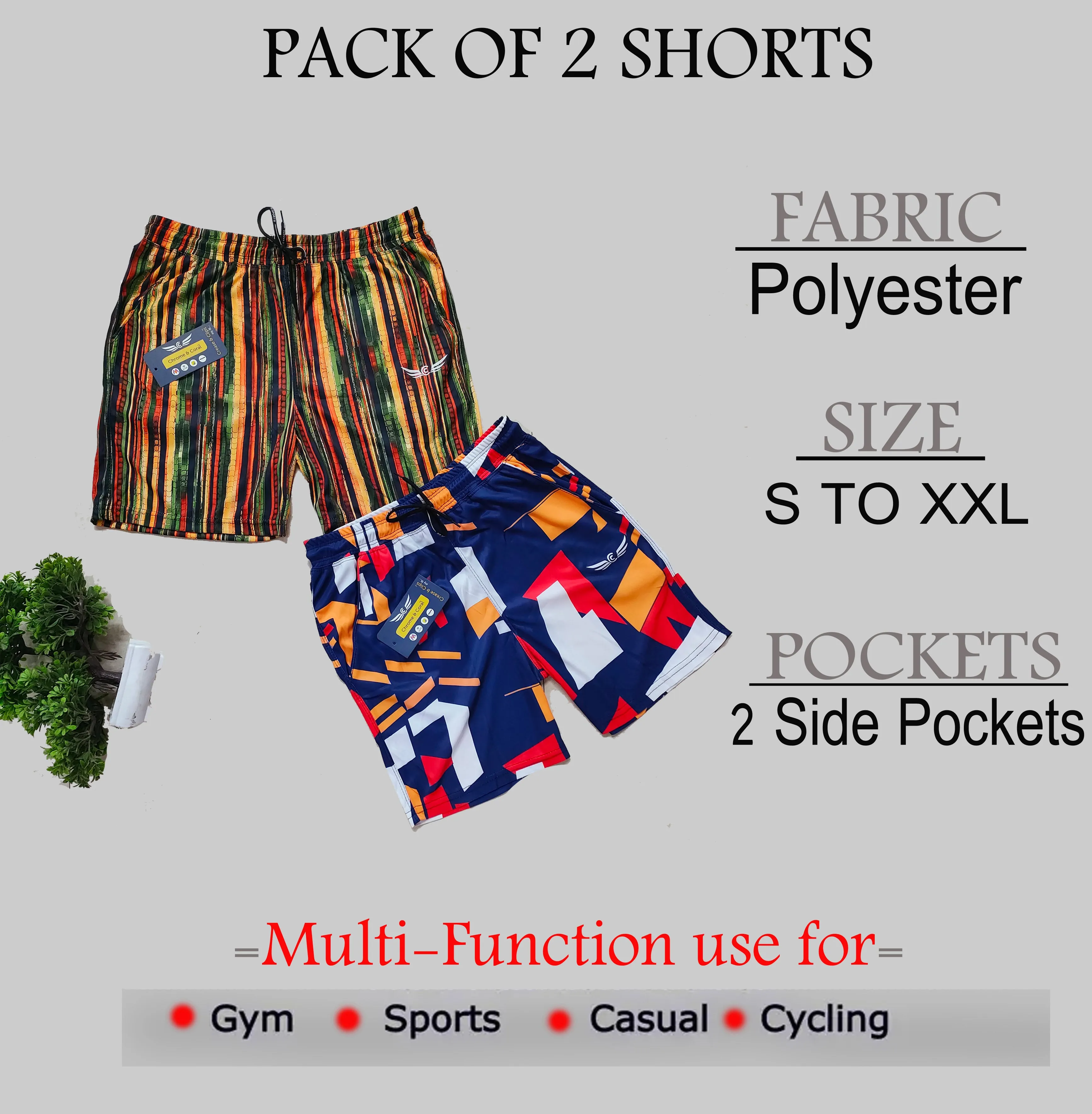 Printed Men Shorts (Multi Blue) (Pack of 2)