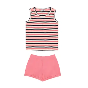 Remy Two Piece Tank   Bloomer Short Set Pink Navy Cream Stripe