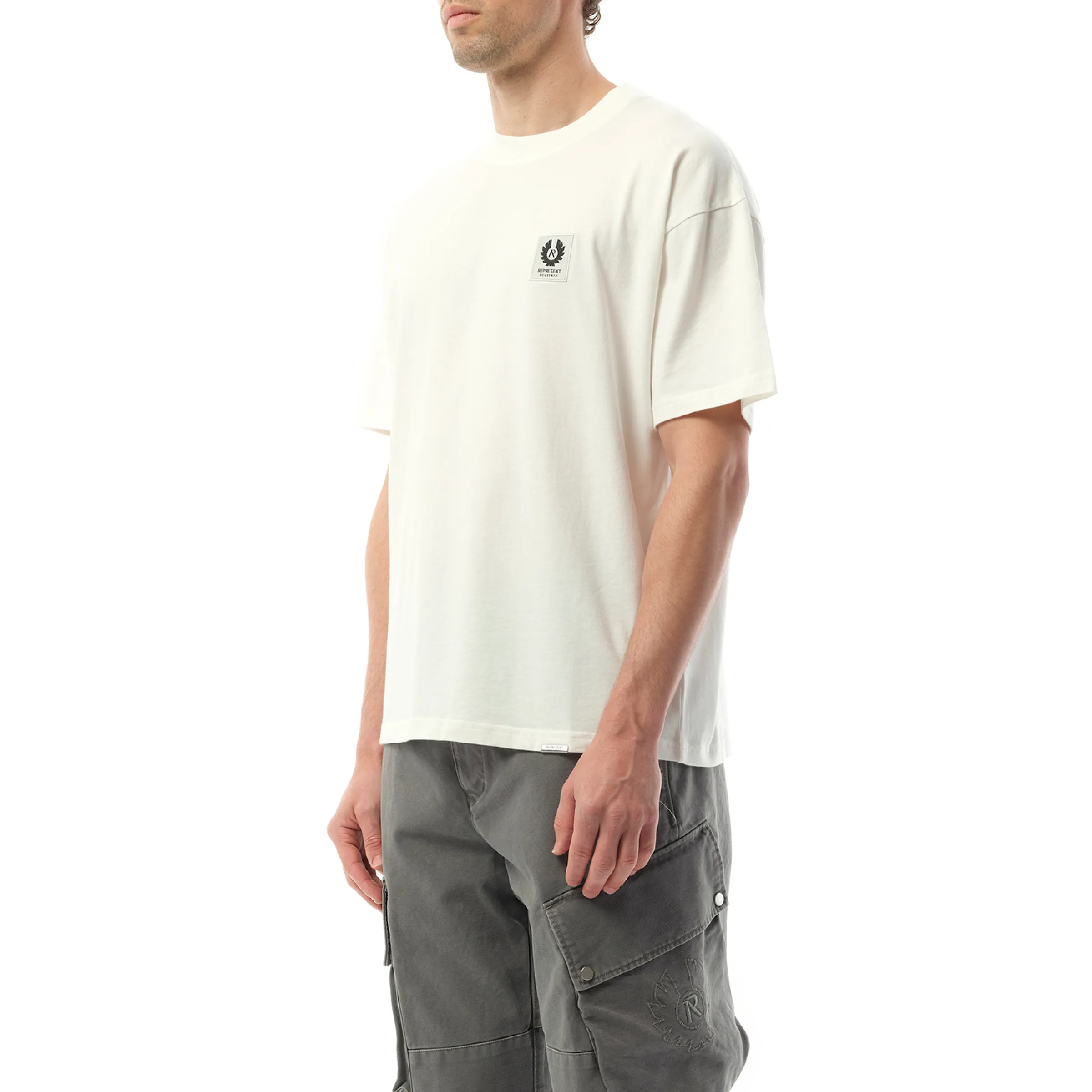 Represent X Belstaff Patch T-Shirt in Flat White