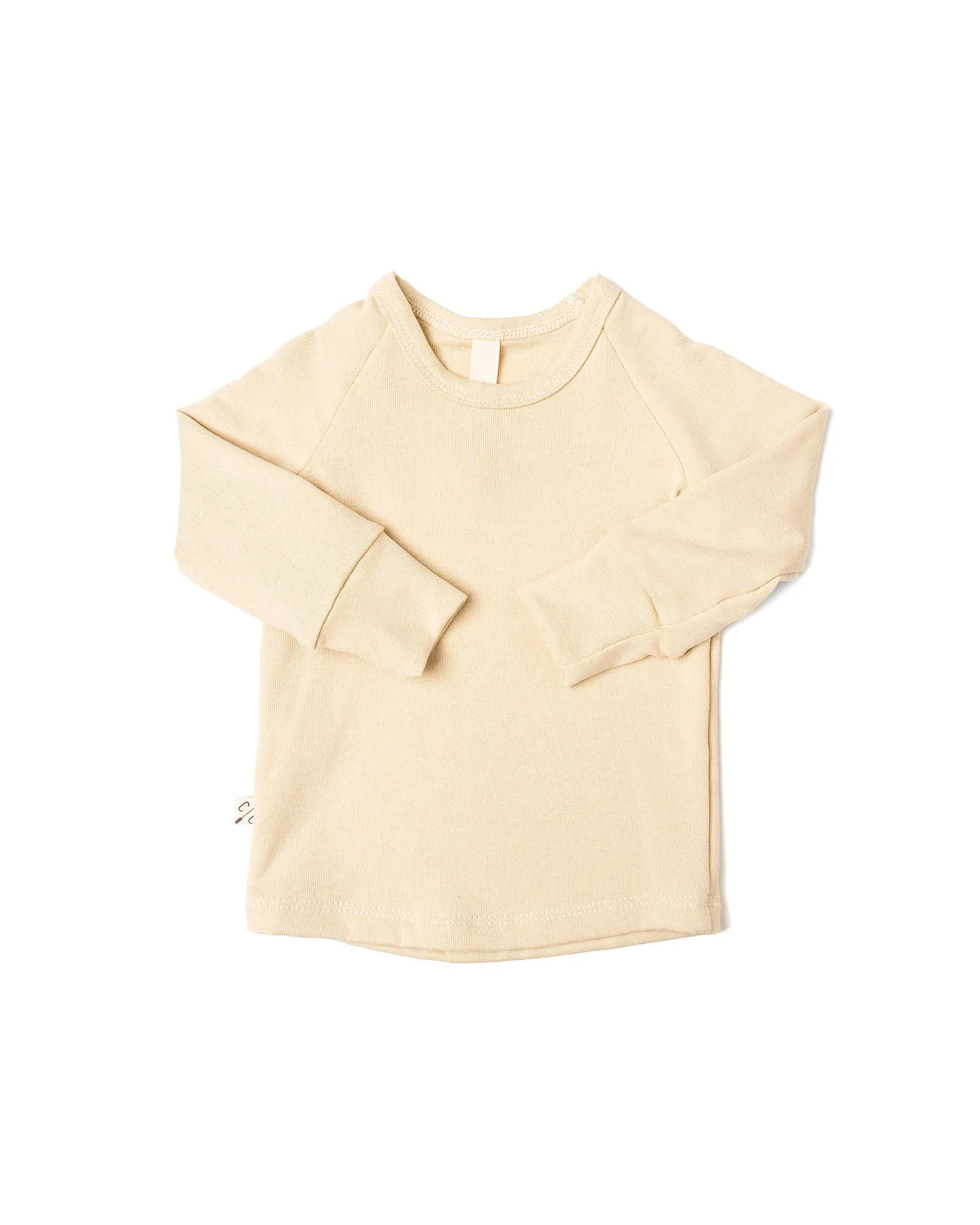 rib knit long sleeve tee - beige