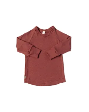 rib knit long sleeve tee - cordovan