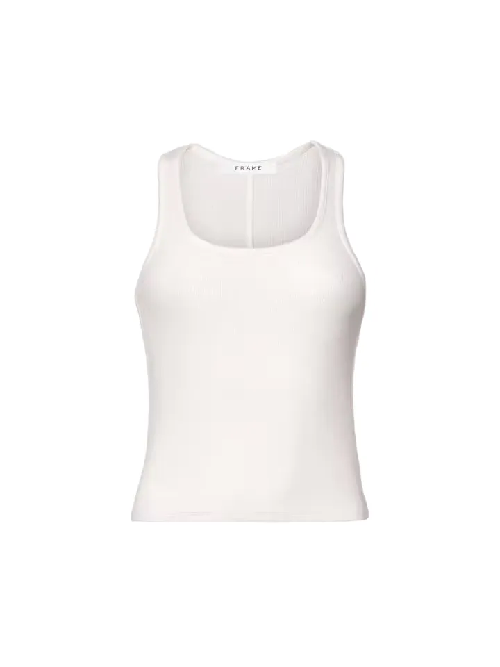 Rib Scoop Neck Tank - White