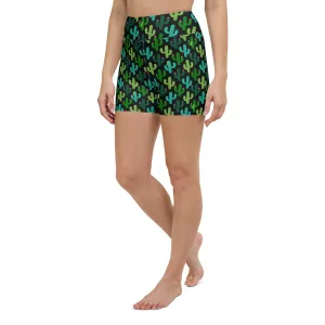 Seeking Saguaro Lizards in Black High-Waisted Yoga Shorts | Bold & Stylish