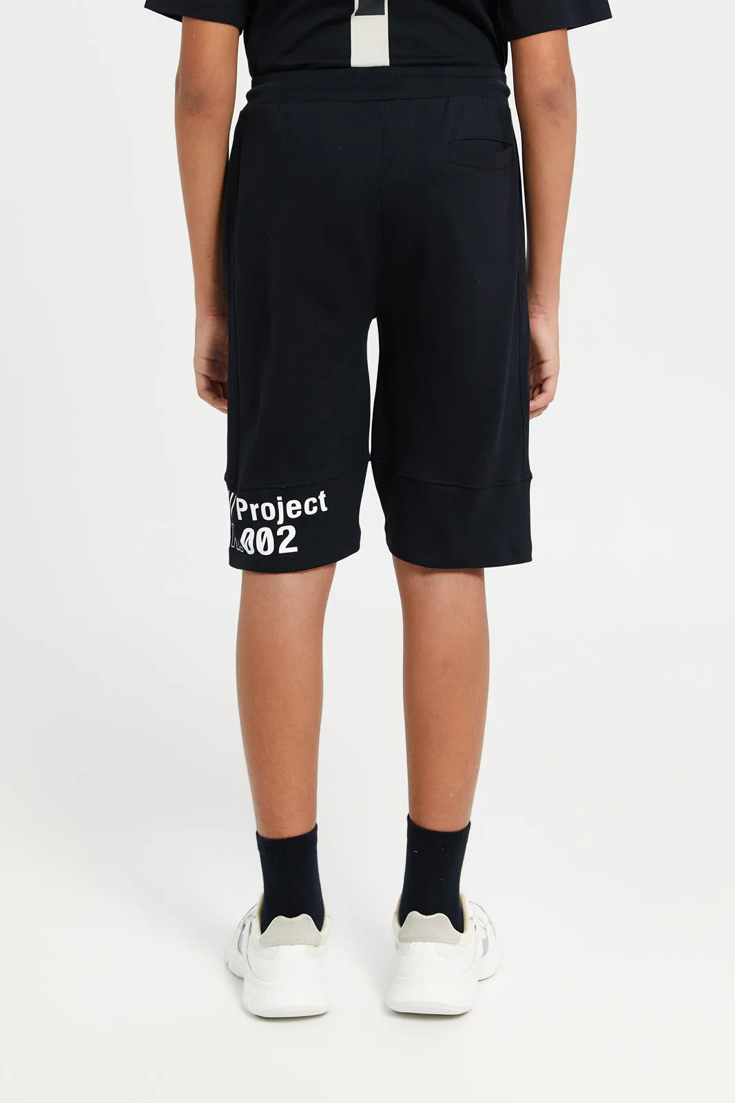 Senior Boys Black Printed Active Short