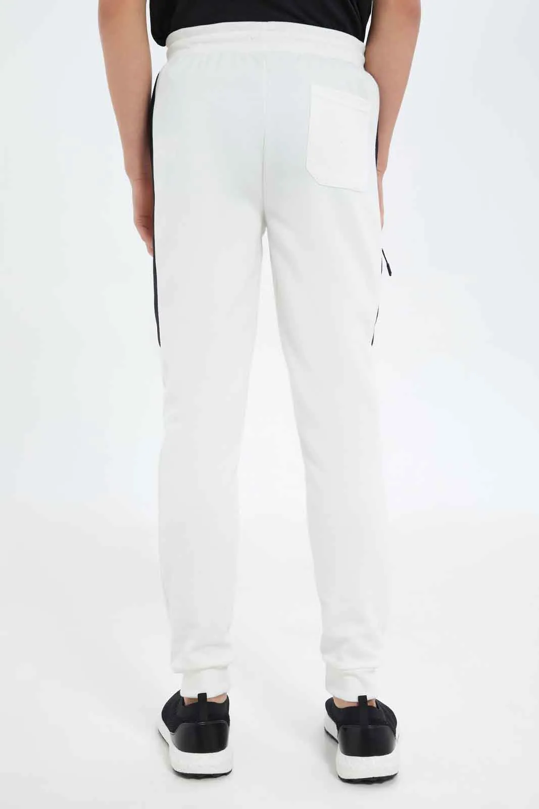 Senior Boys White Biker Knee Active Pant