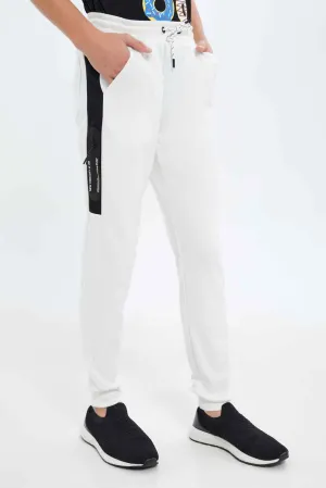 Senior Boys White Biker Knee Active Pant