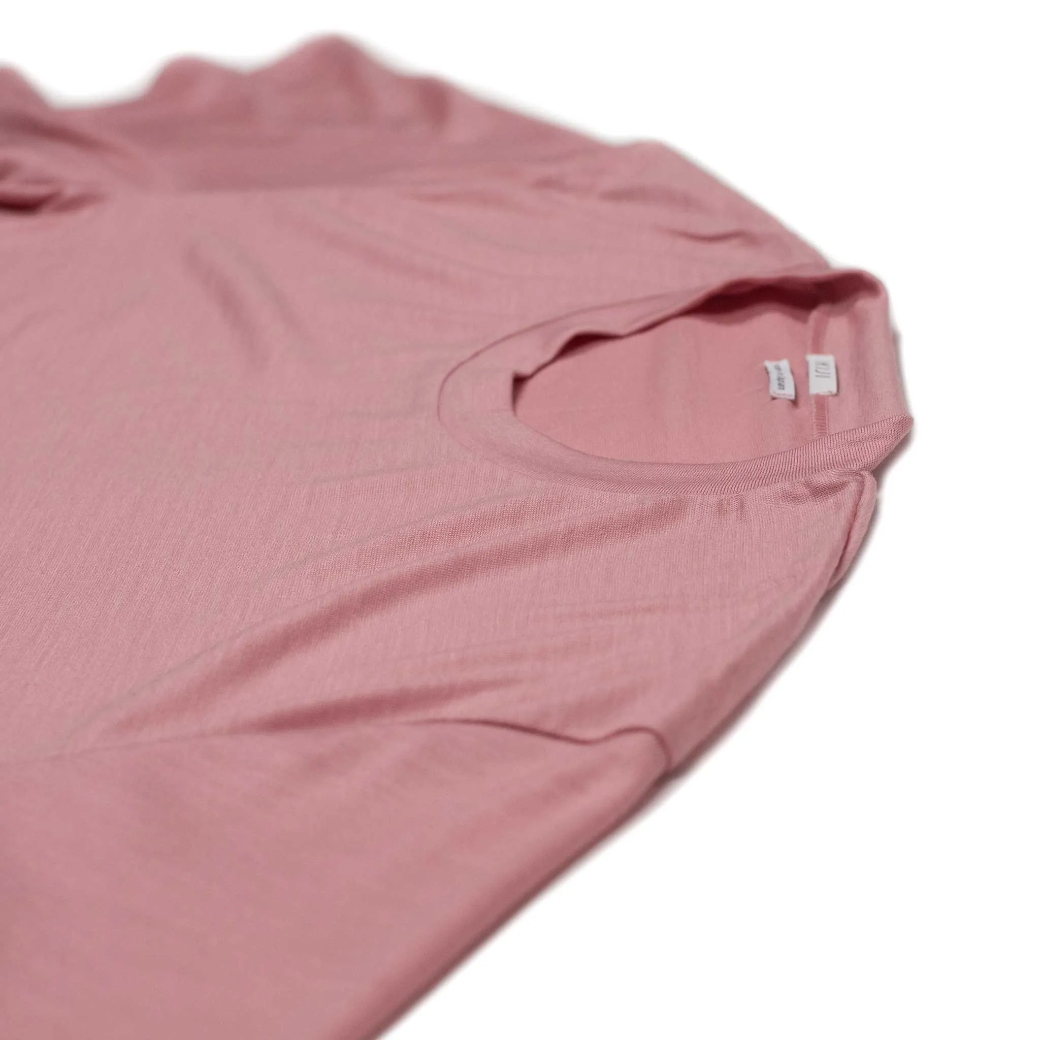 Short-sleeve t-shirt in light pink washable wool jersey