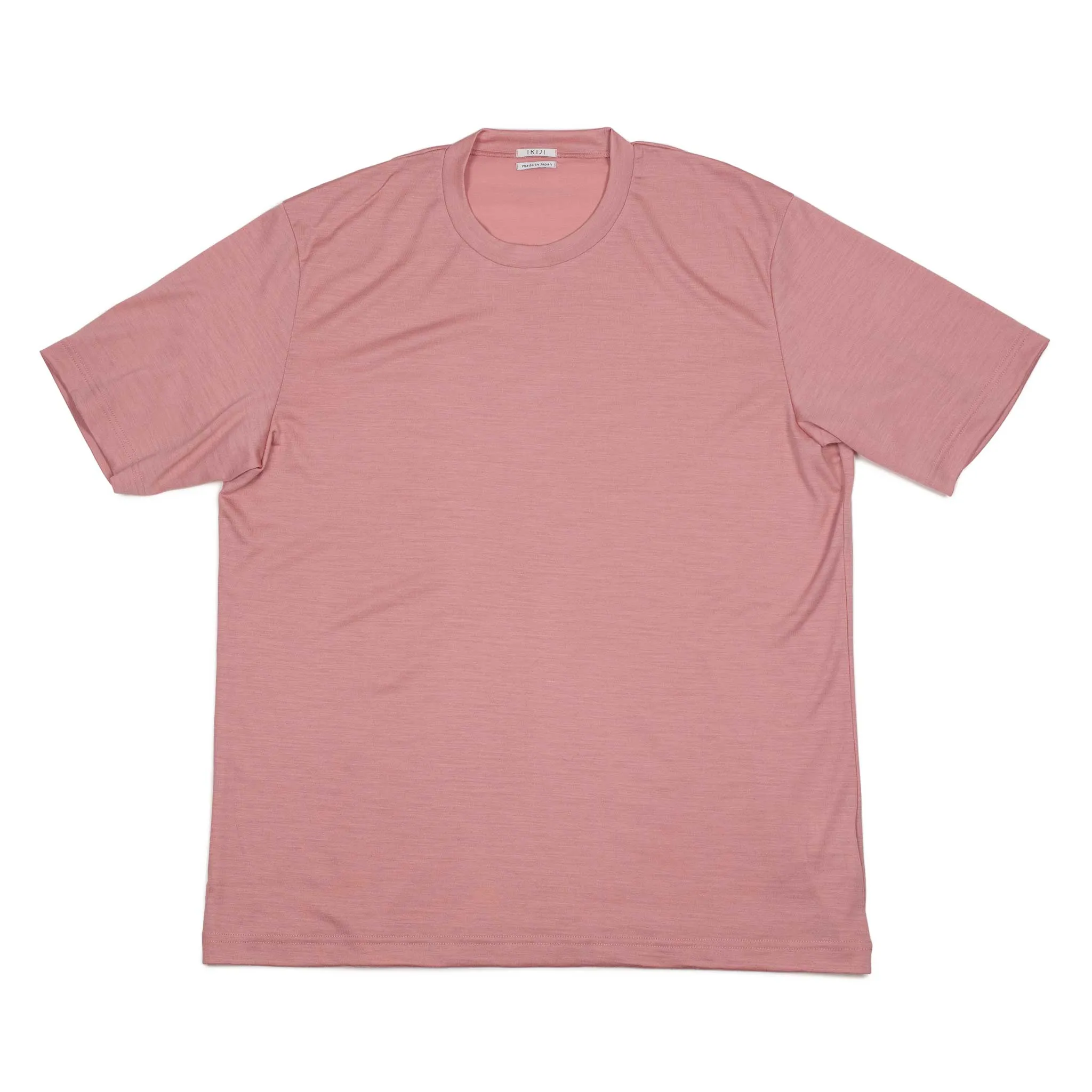 Short-sleeve t-shirt in light pink washable wool jersey