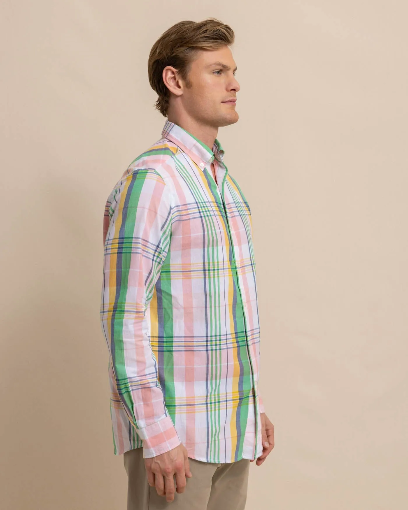 Springers Point Madras Plaid Long Sleeve Sport Shirt