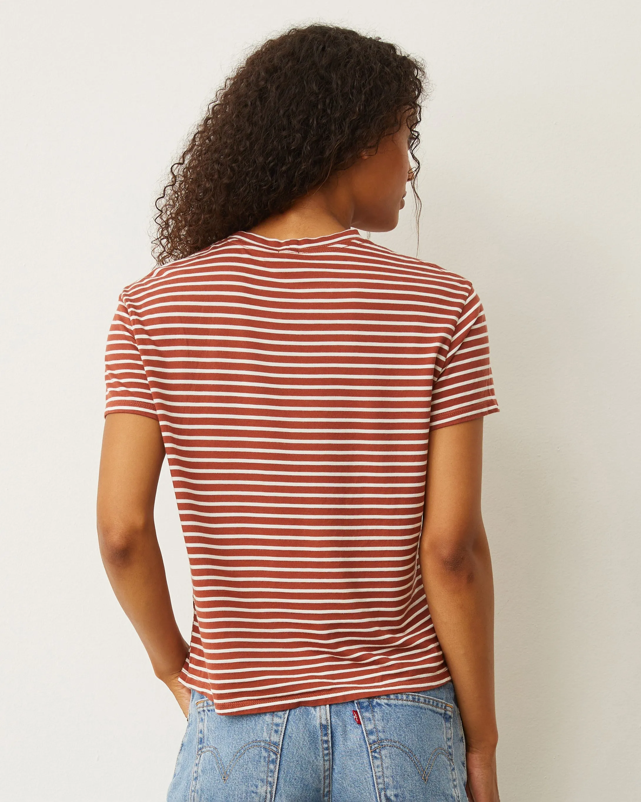 Stripe Basic Crew Neck Tee