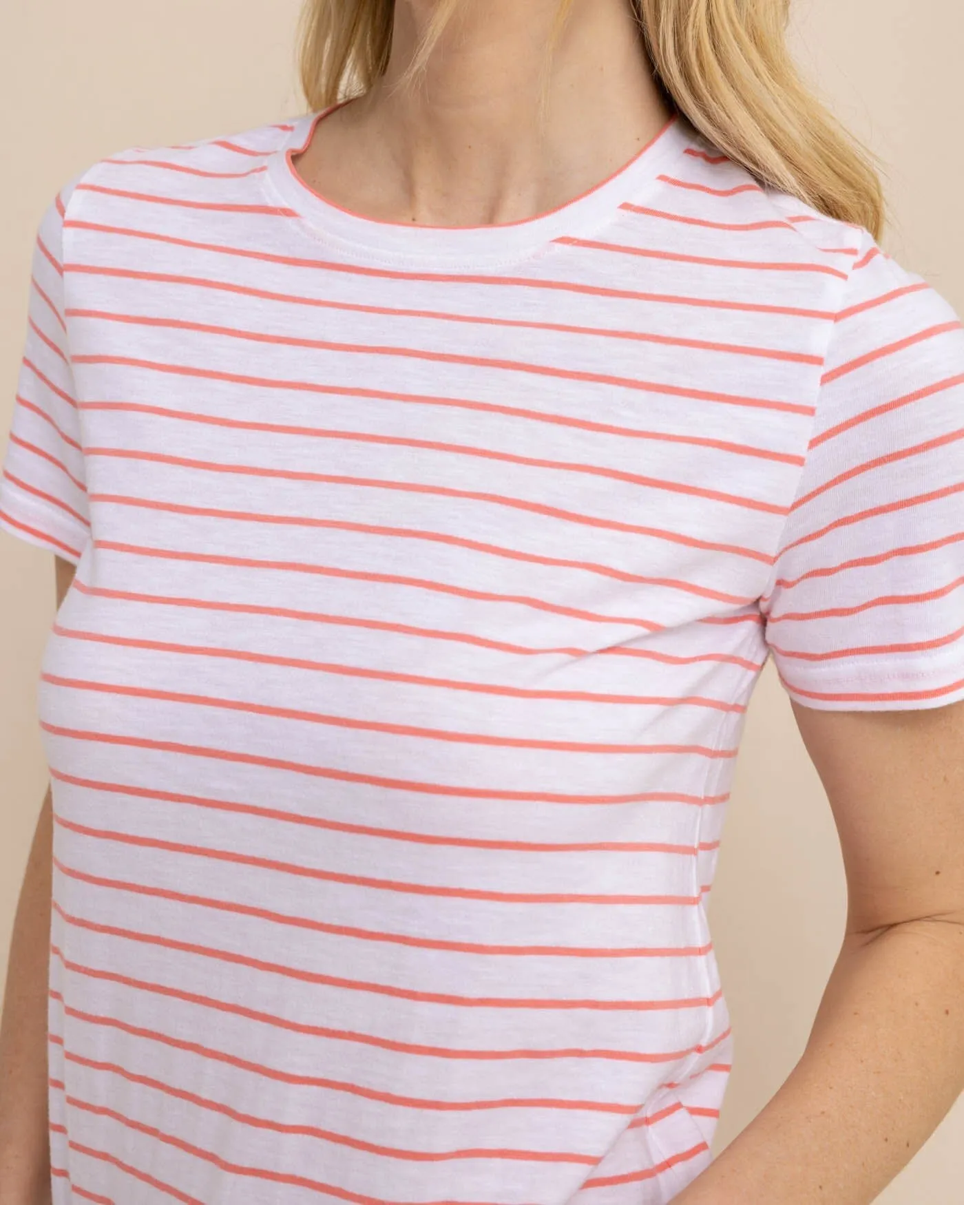 Sun Farer Stripe Crewneck T-Shirt - Conch Shell