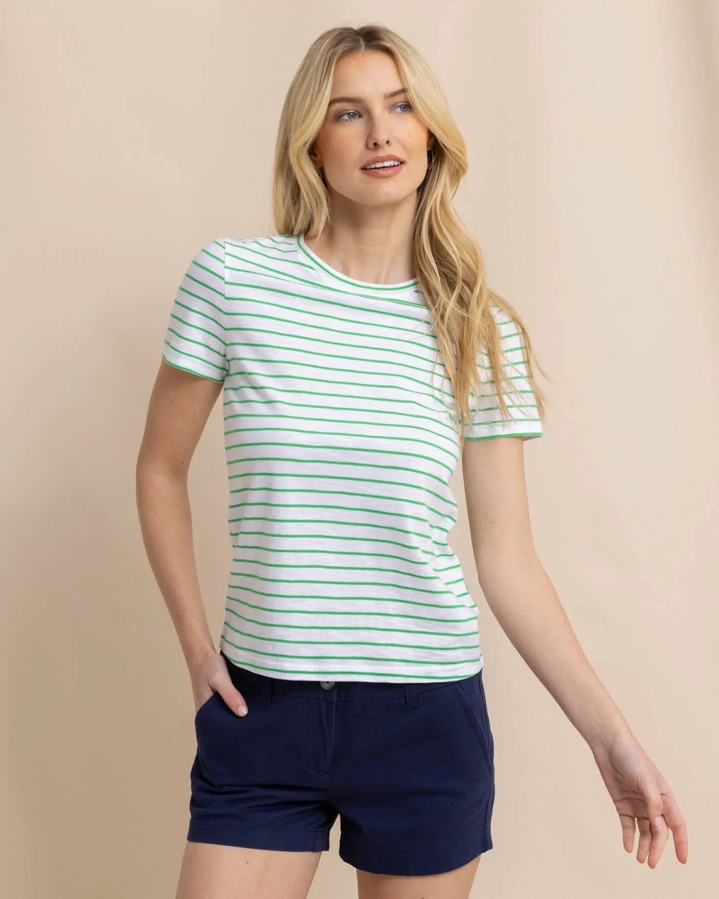 Sun Farer Stripe Crewneck T-Shirt - Lawn Green