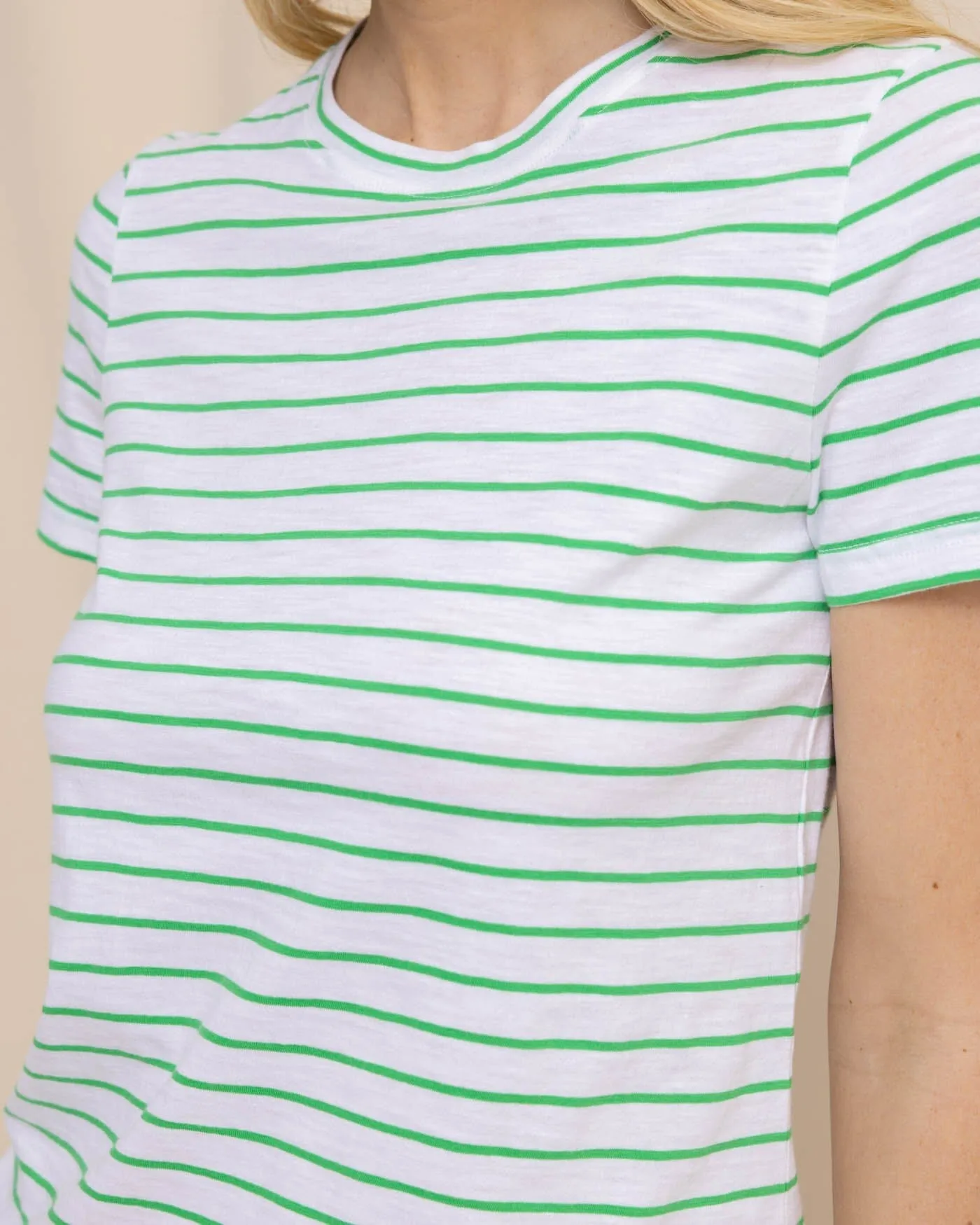 Sun Farer Stripe Crewneck T-Shirt - Lawn Green