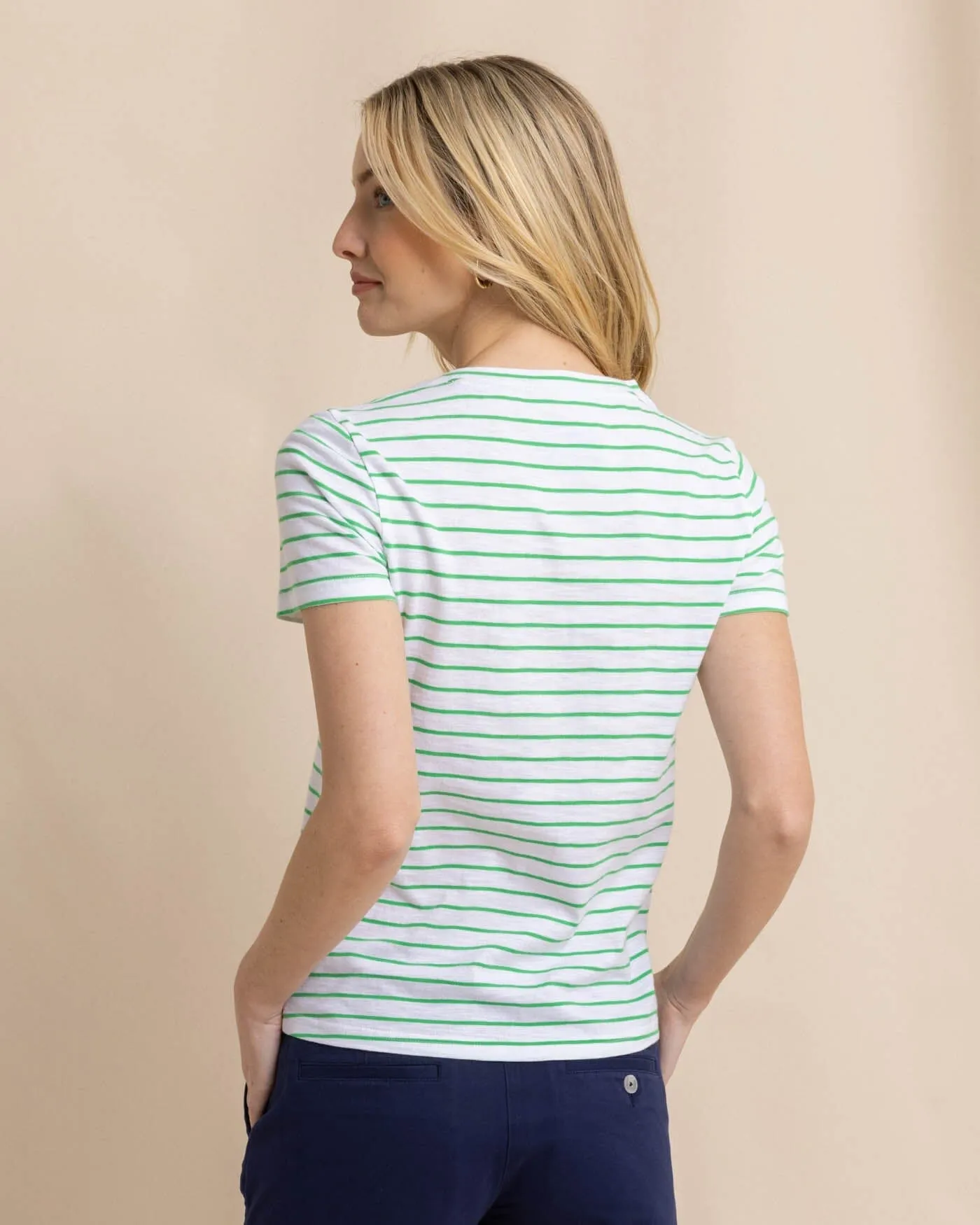 Sun Farer Stripe Crewneck T-Shirt - Lawn Green