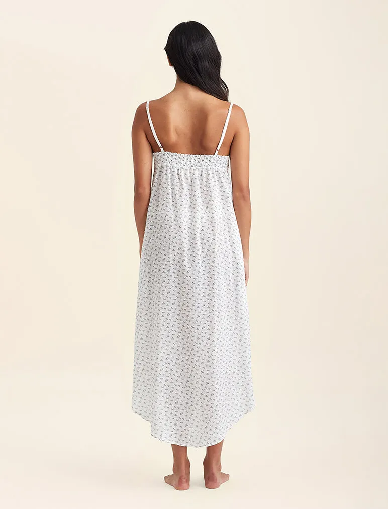 Swiss Dot Lace Front Maxi Nightgown