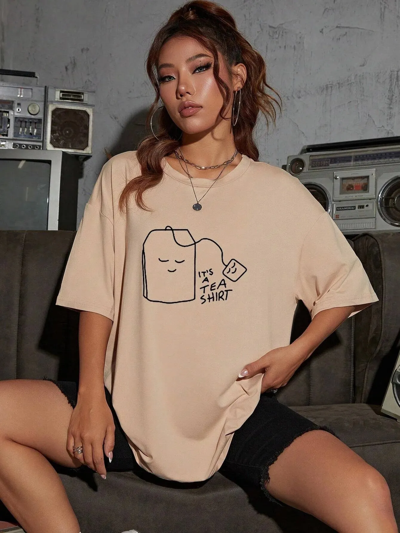 SXV  'IT'S A TEA SHIRT’ Printed Cool Aesthetic Oversized T-shirt