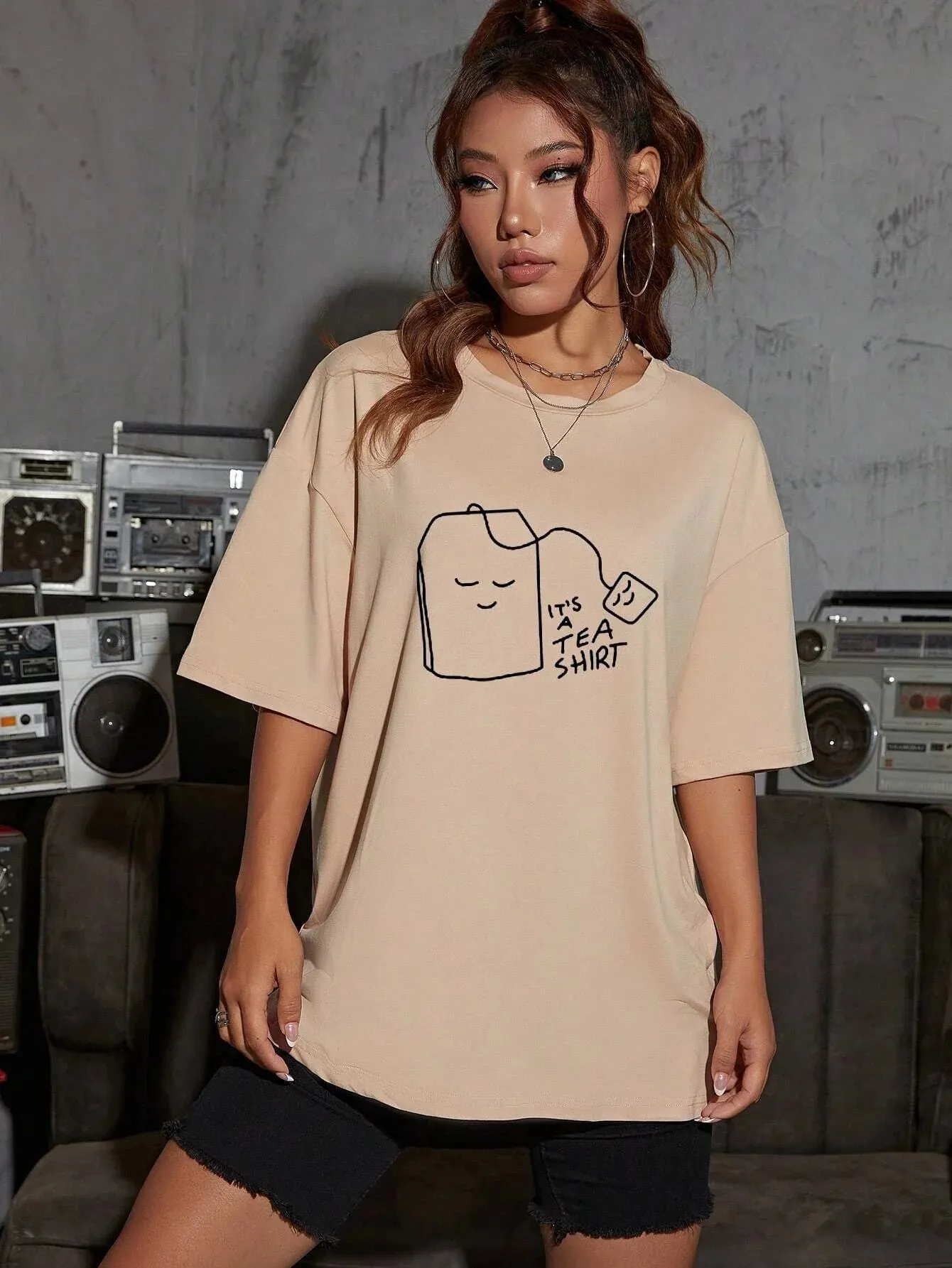 SXV  'IT'S A TEA SHIRT’ Printed Cool Aesthetic Oversized T-shirt