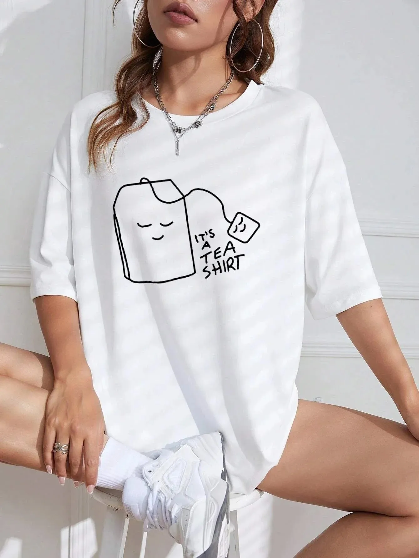 SXV  'IT'S A TEA SHIRT’ Printed Cool Aesthetic Oversized T-shirt