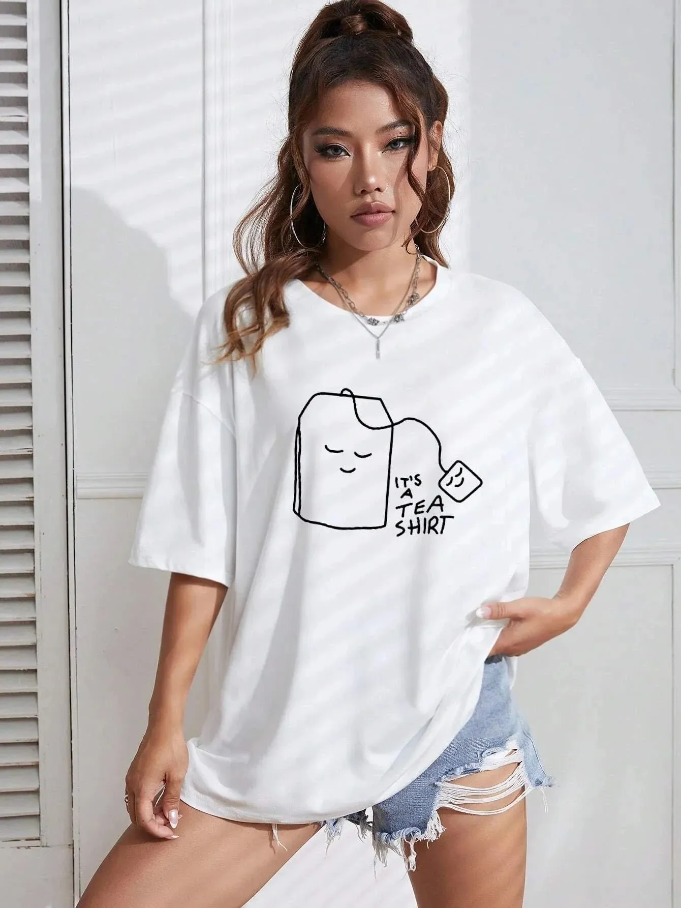 SXV  'IT'S A TEA SHIRT’ Printed Cool Aesthetic Oversized T-shirt