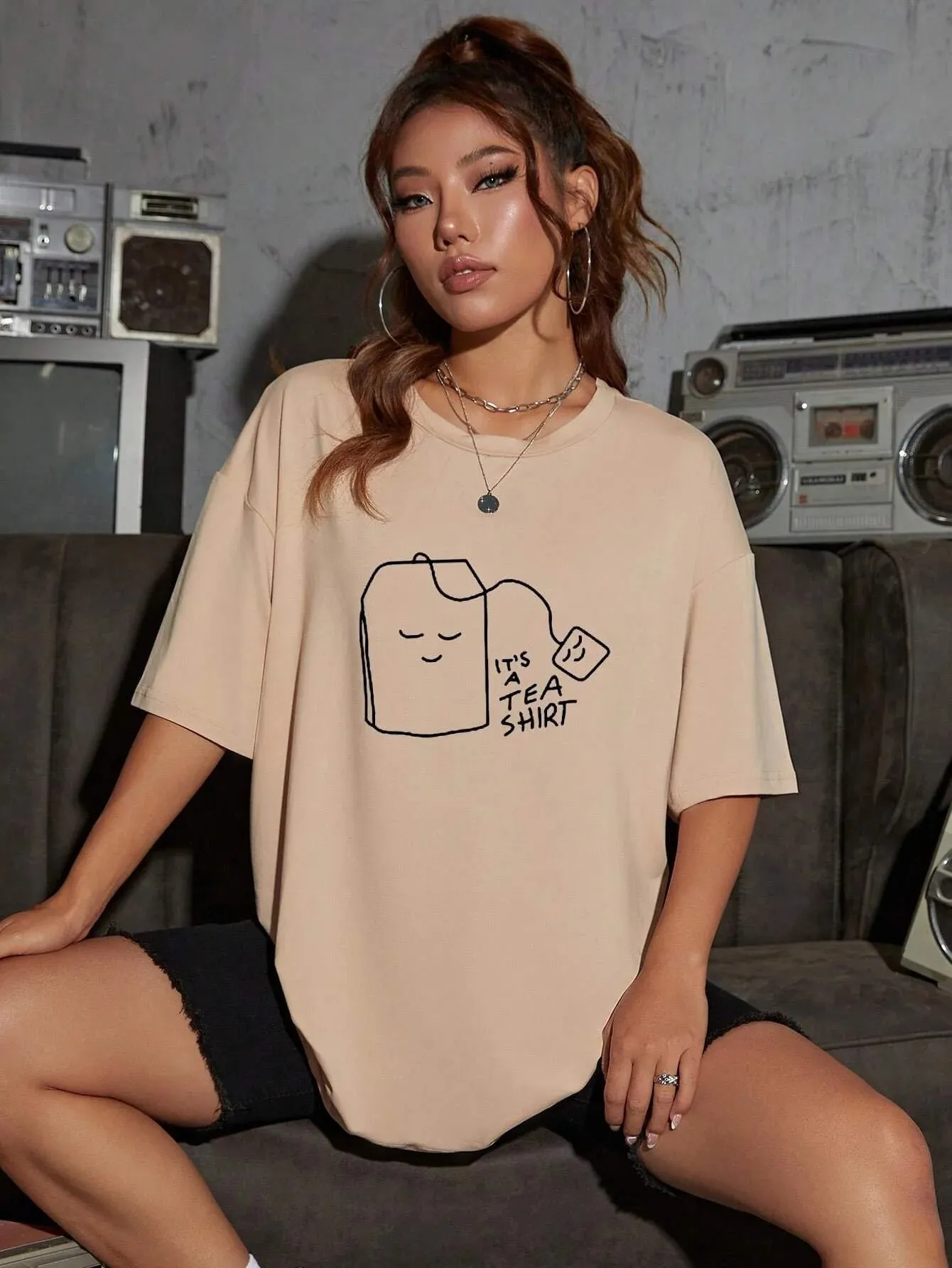 SXV  'IT'S A TEA SHIRT’ Printed Cool Aesthetic Oversized T-shirt