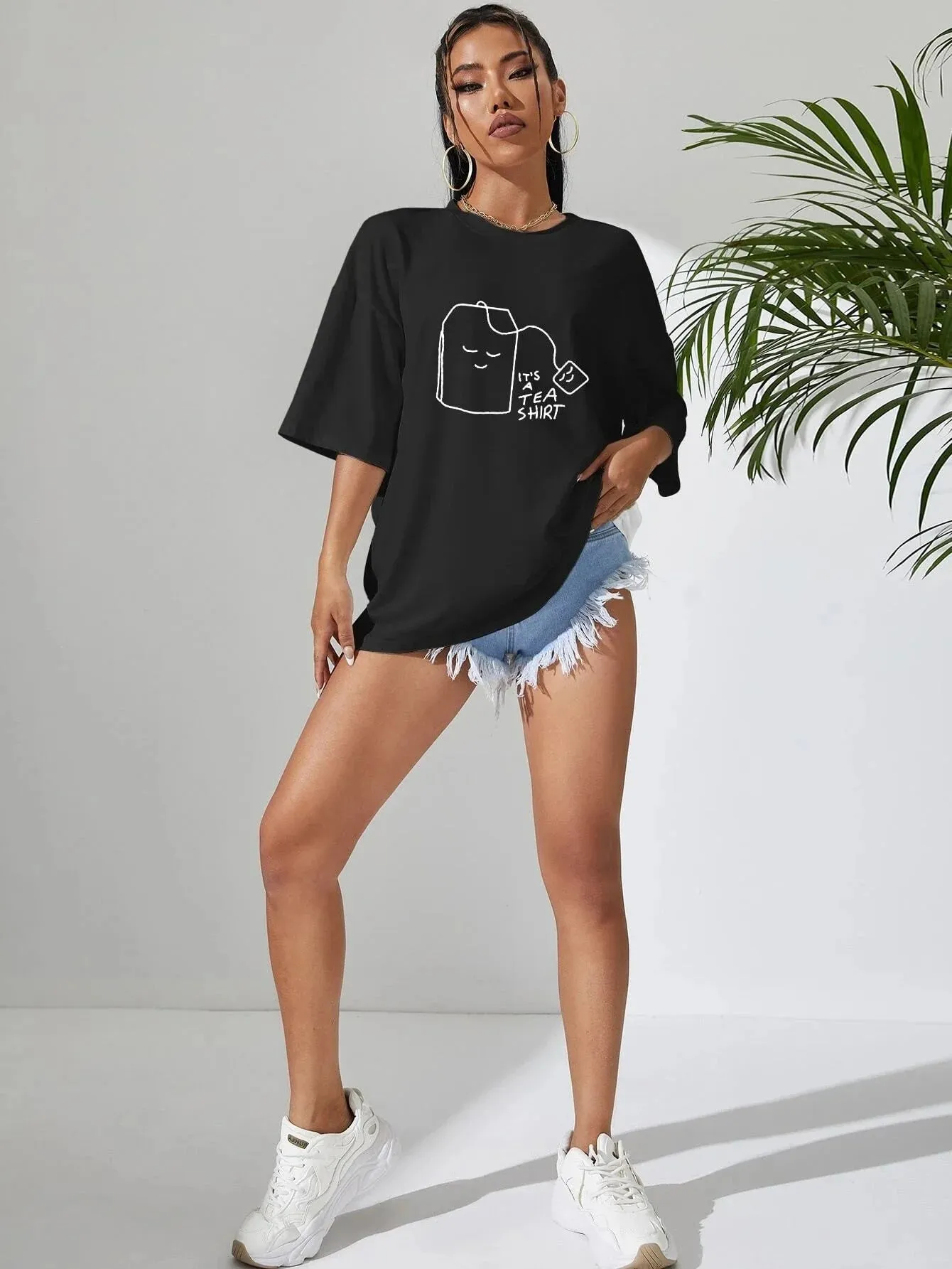 SXV  'IT'S A TEA SHIRT’ Printed Cool Aesthetic Oversized T-shirt