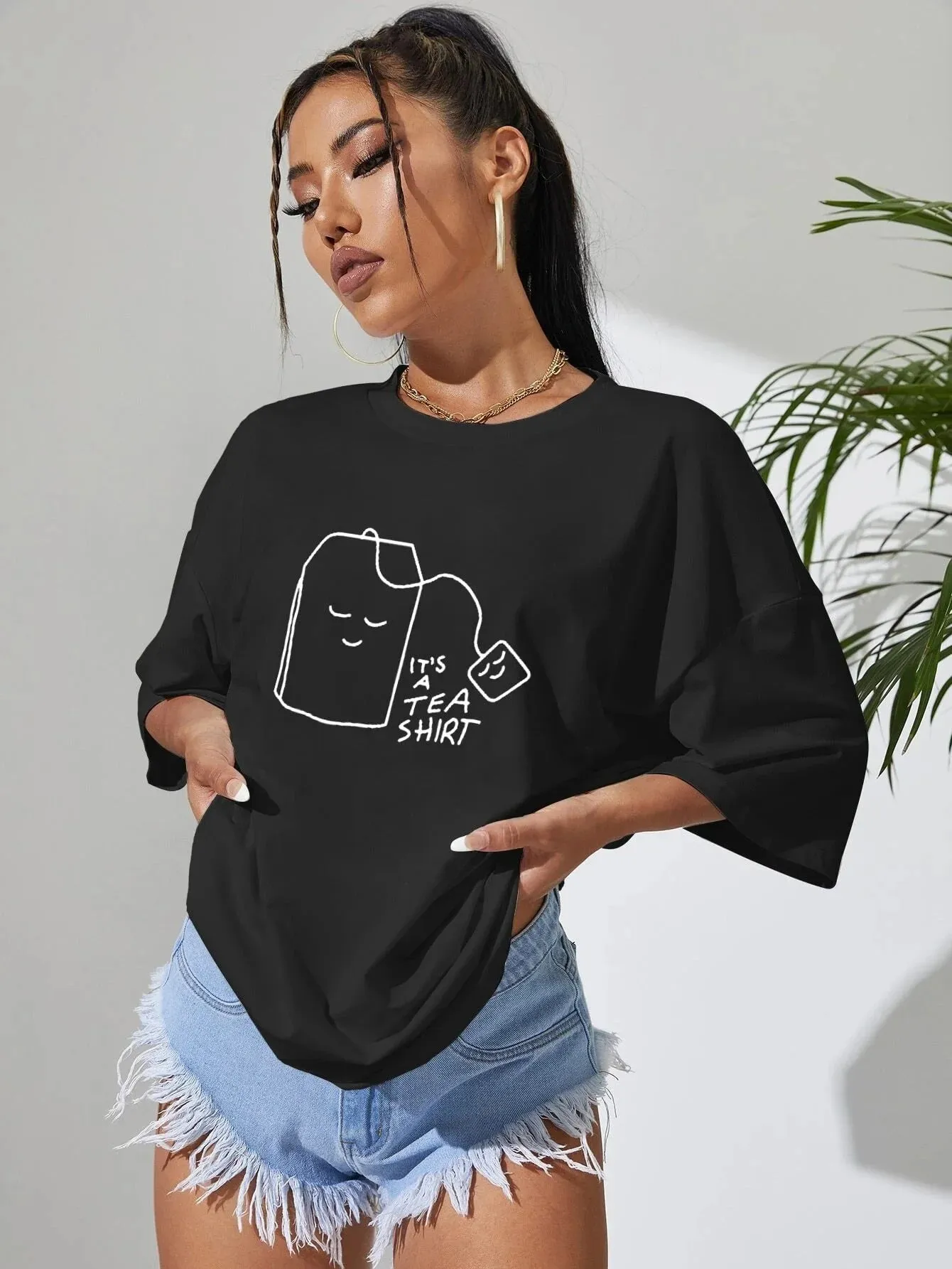 SXV  'IT'S A TEA SHIRT’ Printed Cool Aesthetic Oversized T-shirt