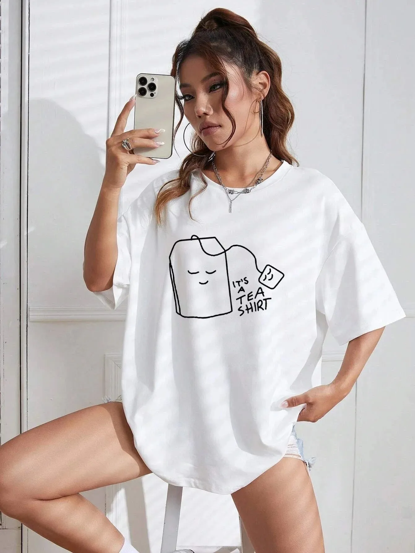 SXV  'IT'S A TEA SHIRT’ Printed Cool Aesthetic Oversized T-shirt