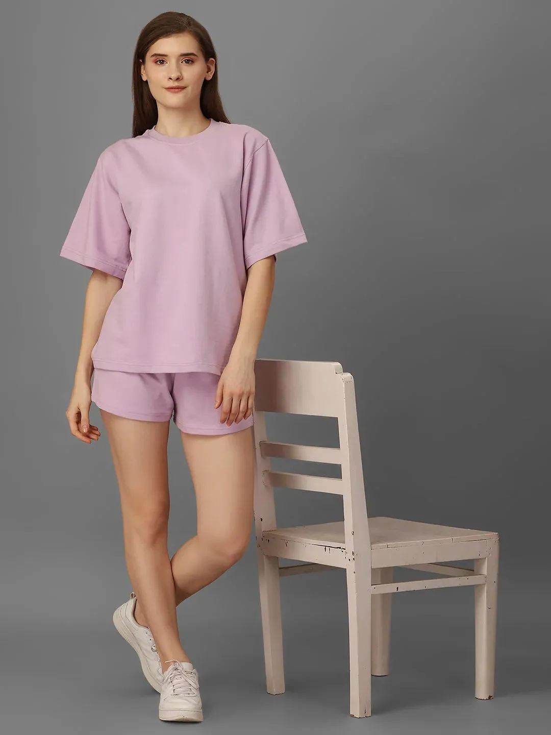 SXV  Solid Premium plain "lavender"Cool Aesthetic Oversized T-shirt