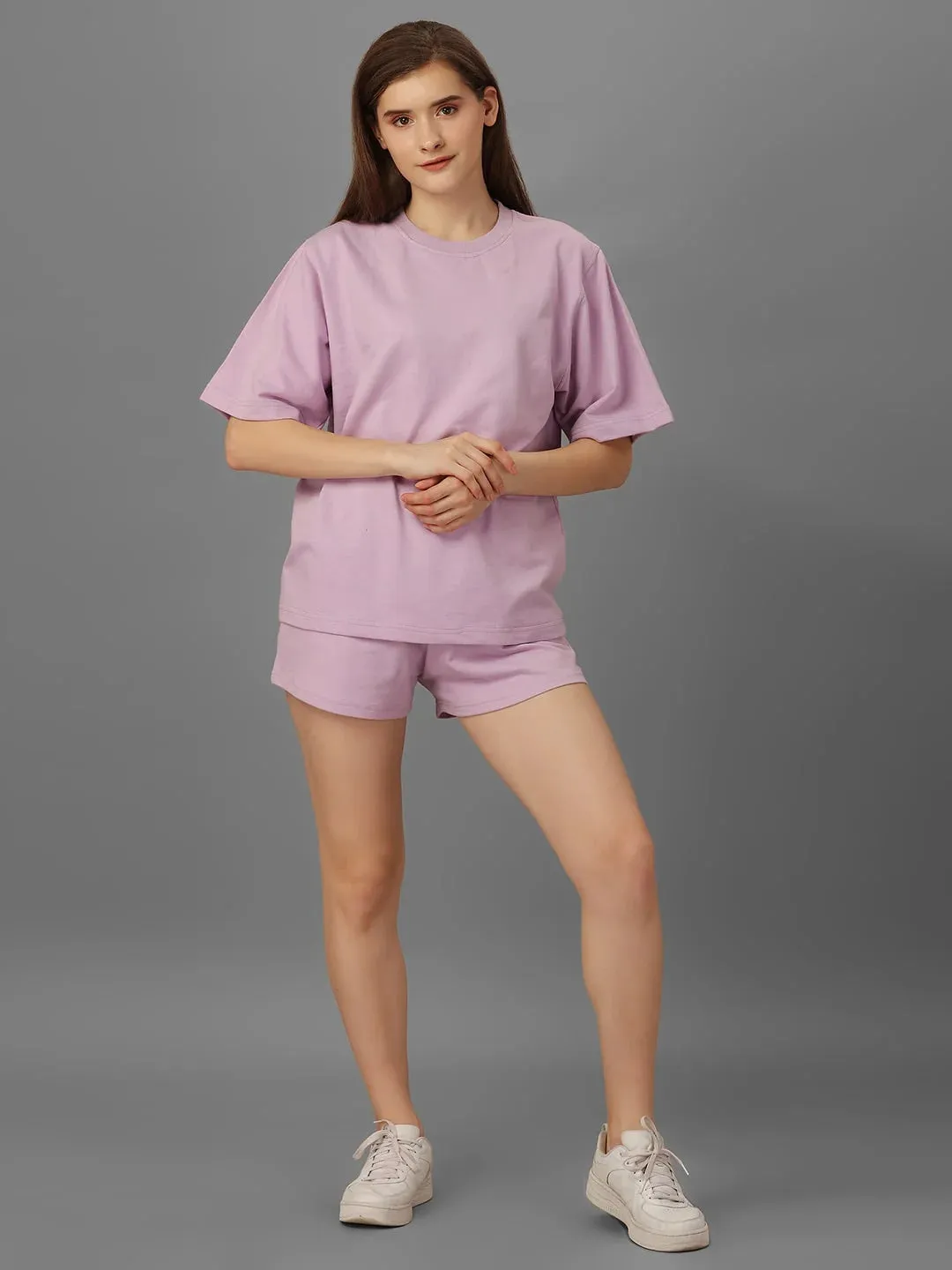 SXV  Solid Premium plain "lavender"Cool Aesthetic Oversized T-shirt