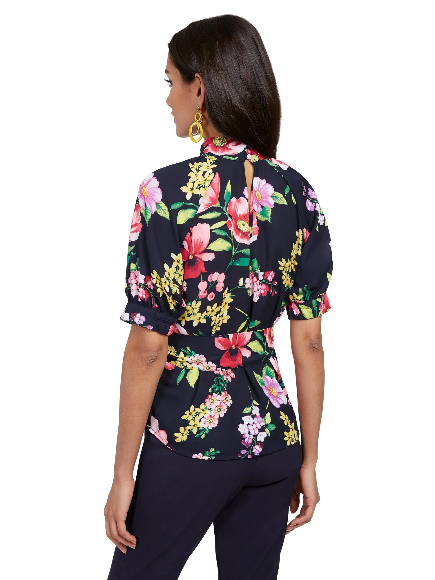 Tall Floral Puff-Sleeve Blouse - 7th Avenue