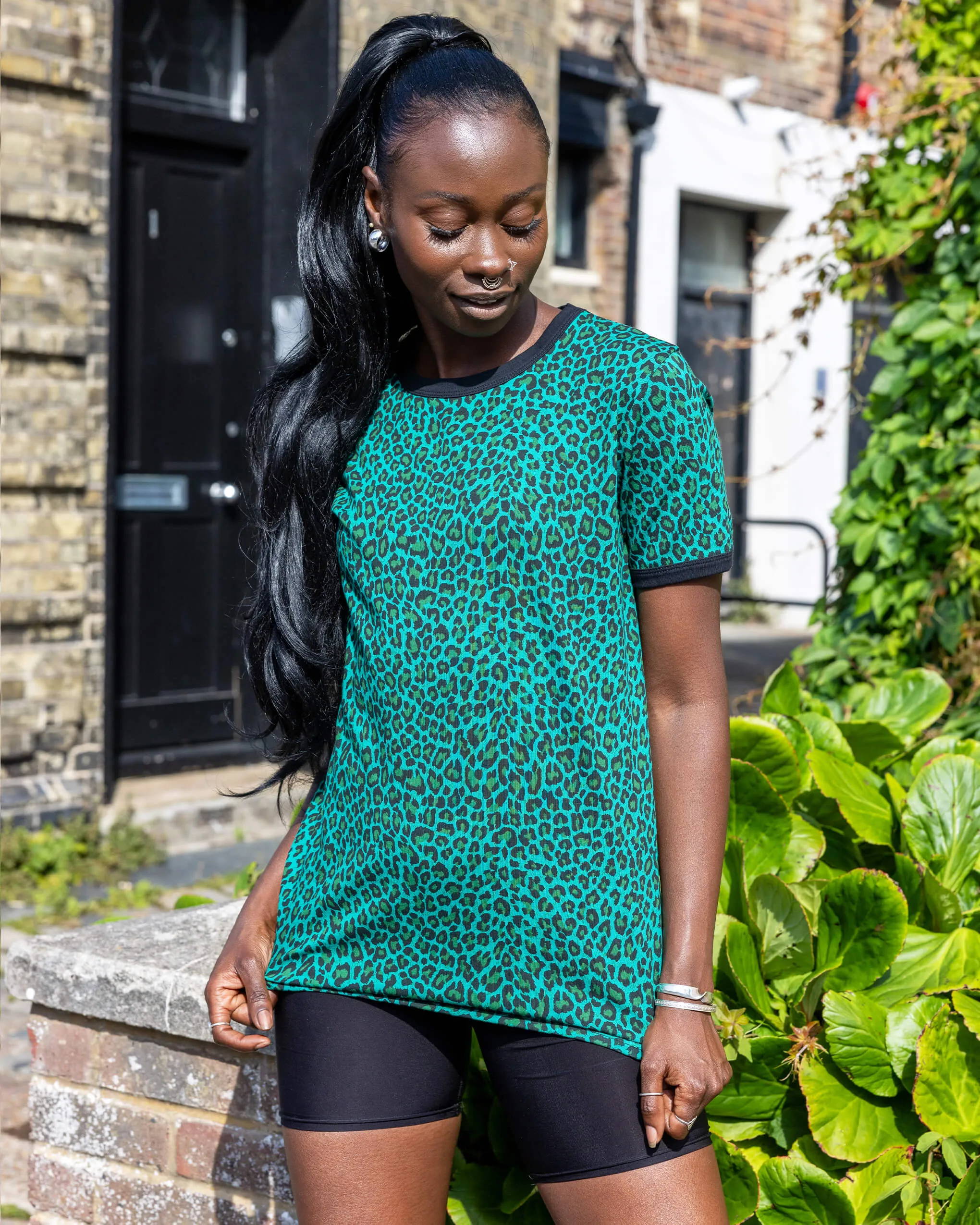 Teal Leopard Print T Shirt