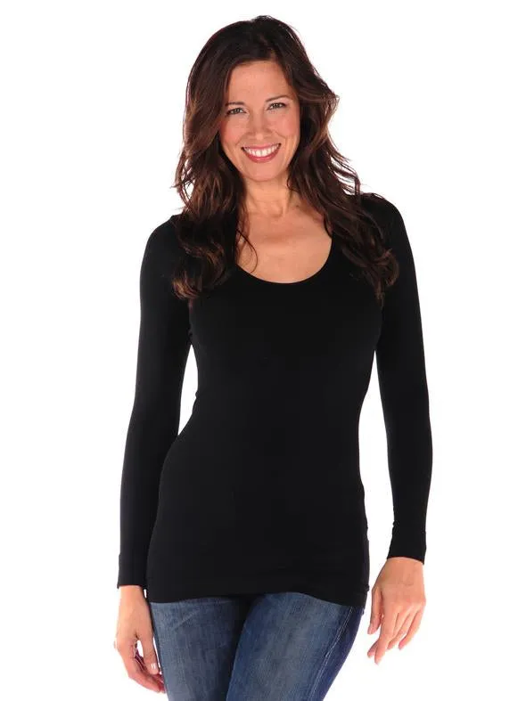 Tees by Tina Shapewear Long Sleeve Top - Black, Charcoal, Cream