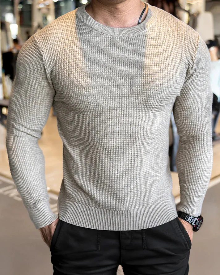 Textured Knit Crew Neck Long Sleeve