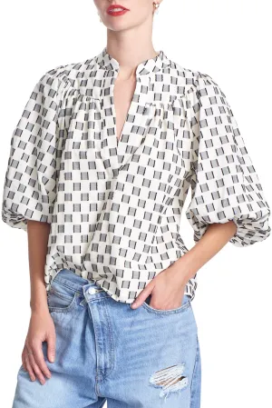 THE CORINNE TOP - B/W JACQUARD