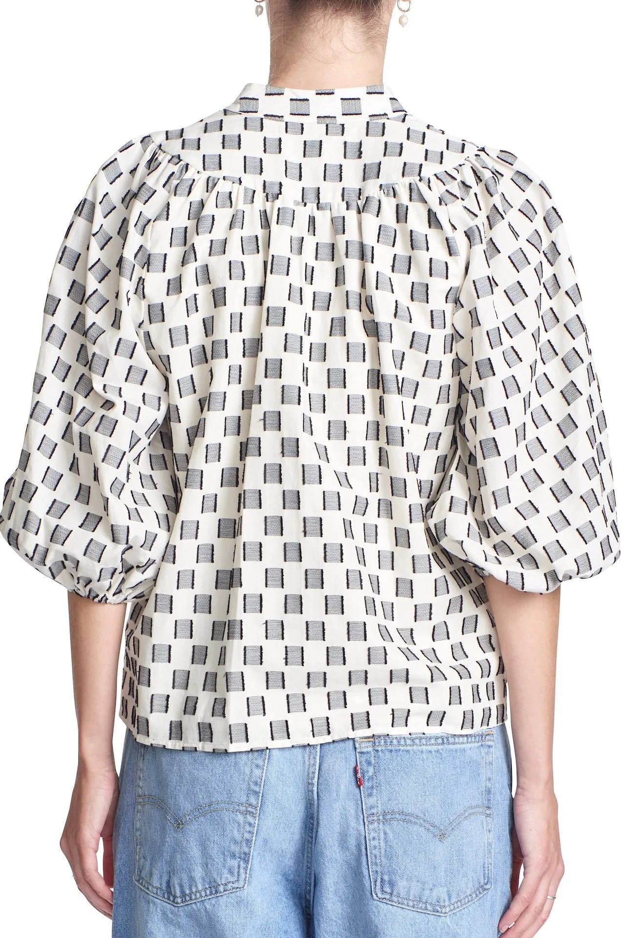 THE CORINNE TOP - B/W JACQUARD