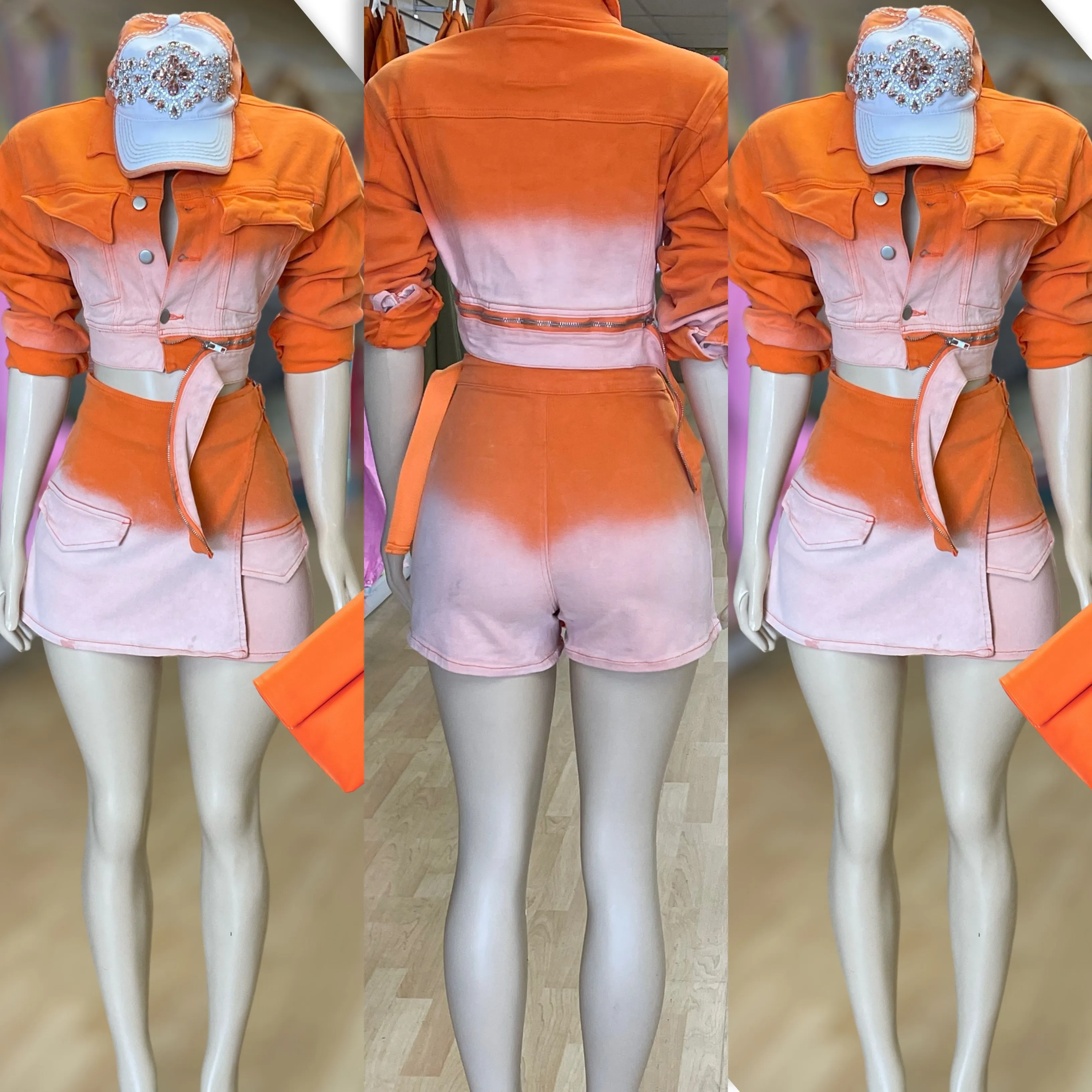 The prefect Ombré Color Skirt / Shorts ( Orange)