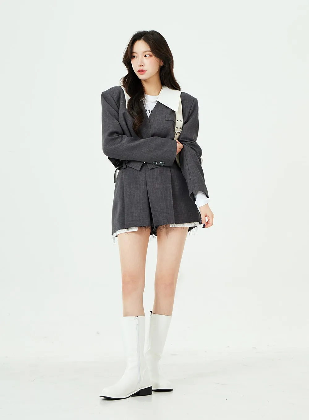 Torn Hem Shorts with Belt BS02