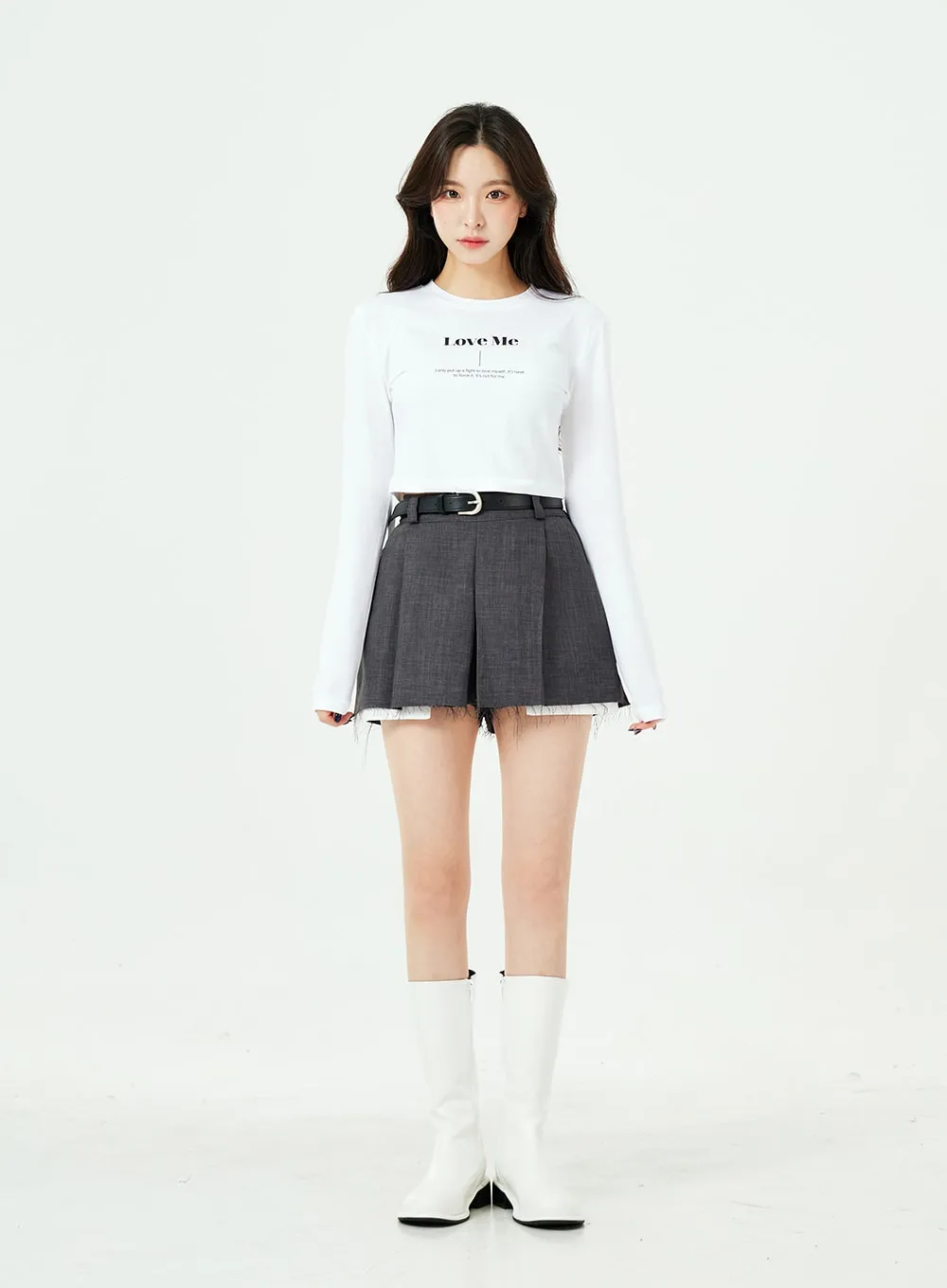 Torn Hem Shorts with Belt BS02